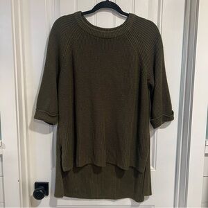 Mote Olive Green High-Low‎ Knit Cuffed Sleeve Sweater. Size Medium.